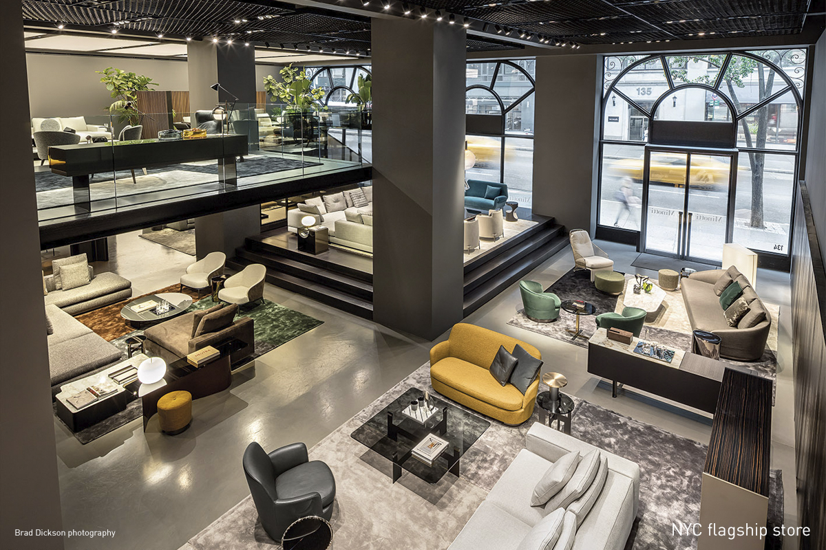 <p>The collaboration also extended to designing the stands for the various editions of the<strong>&nbsp;Salone del Mobile&nbsp;in&nbsp;Milan</strong>&nbsp;and&nbsp;<strong>Shanghai</strong>&nbsp;and the fair in&nbsp;<strong>Cologne</strong>, as well as the creation of spaces such as the&nbsp;<strong>Minotti New York&nbsp;</strong>flagship store, opened in 2010, and the&nbsp;company <strong>showroom</strong>&nbsp;installed in the headquarters in Meda in 2012.</p>
