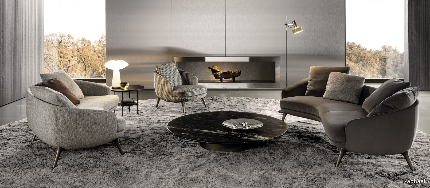 <p>The following year, the duo created the <strong>Raphael</strong> seats, while for the 2024 Collection they developed the <strong>Vivienne</strong> family and the <strong>Kendall</strong> armchair: enveloping shapes that express great comfort, fitting seamlessly into any living environment. The <strong>Daylight</strong> modular seating system, enriched with swivel armchairs and loveseats, is also debuting for open-air spaces.</p>
