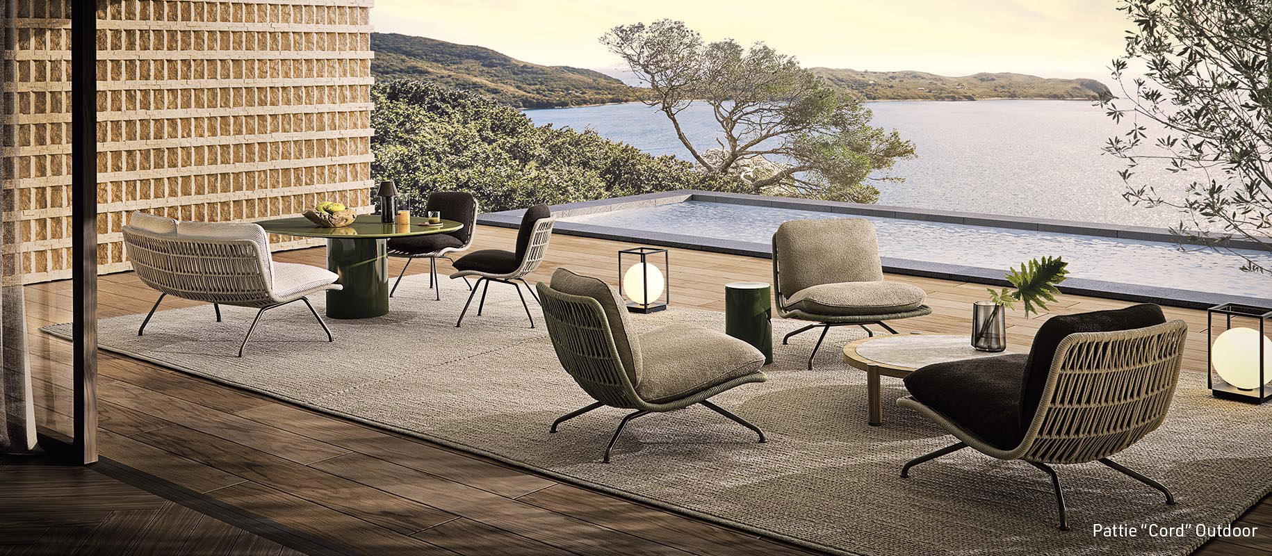 <p>Cleverly playing with shapes, materials and textures, Giampiero Tagliaferri designed for the 2024 Collection the <strong>Supermoon</strong> modular seating system, the <strong>Pattie</strong> armchair – whose concept also inspired the <strong>Pattie Cord Outdoor</strong> family of seats – the <strong>Ethan</strong> and <strong>Diagramma</strong> coffee tables – the latter also in a writing desk version – and the <strong>Supermoon Bed</strong>.</p>
